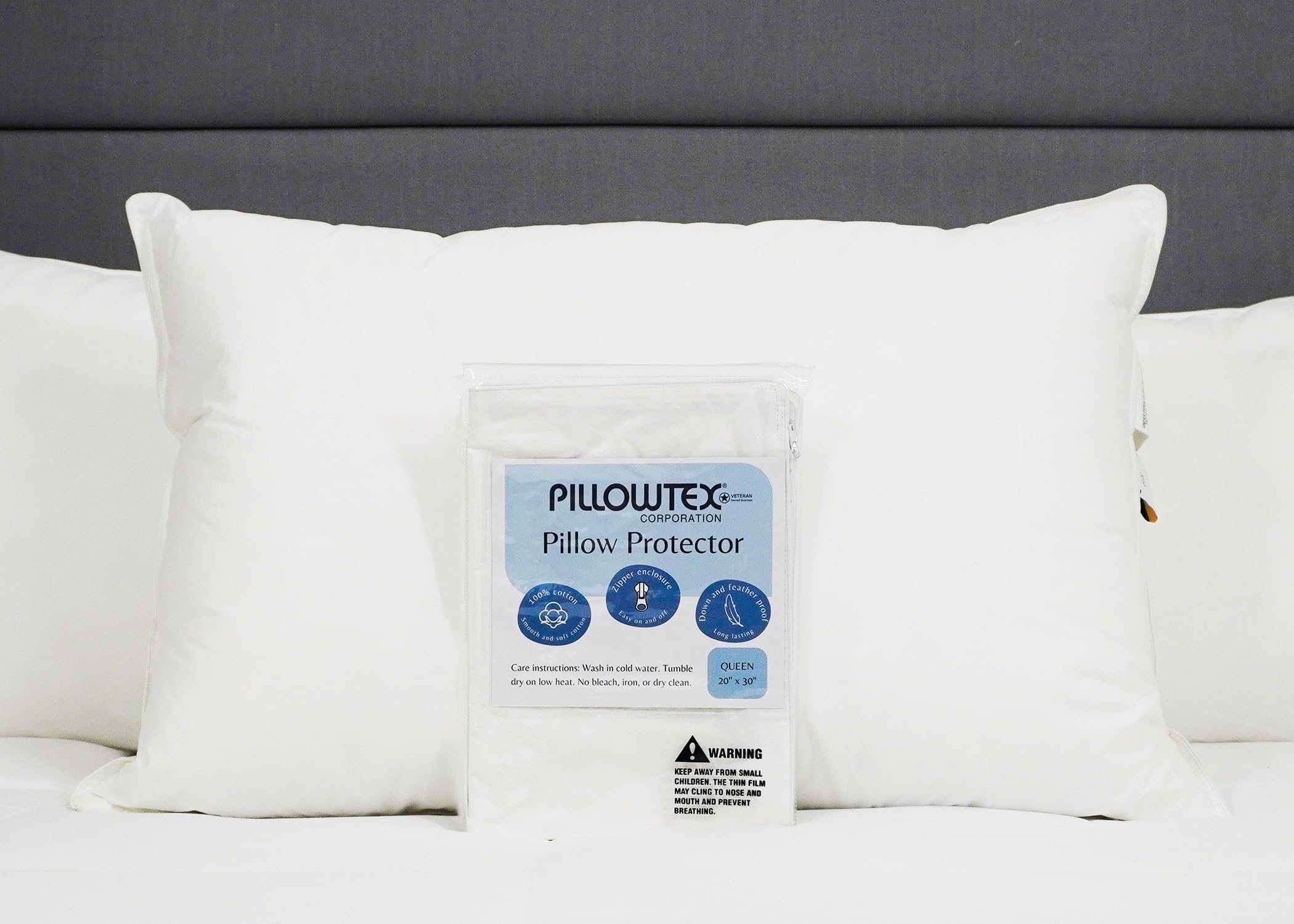 Pillowtex ® Feather/Down-Proof, 100% Cotton, Soft Pillow Protector - 3 Year Warranty