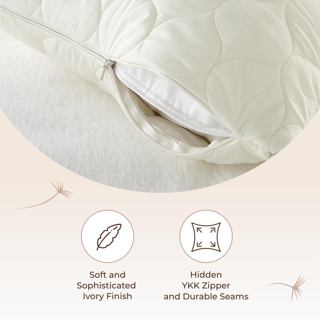 Whisper Organics Quilted Pillow Protector 100% Organic Cotton, Edge Piping