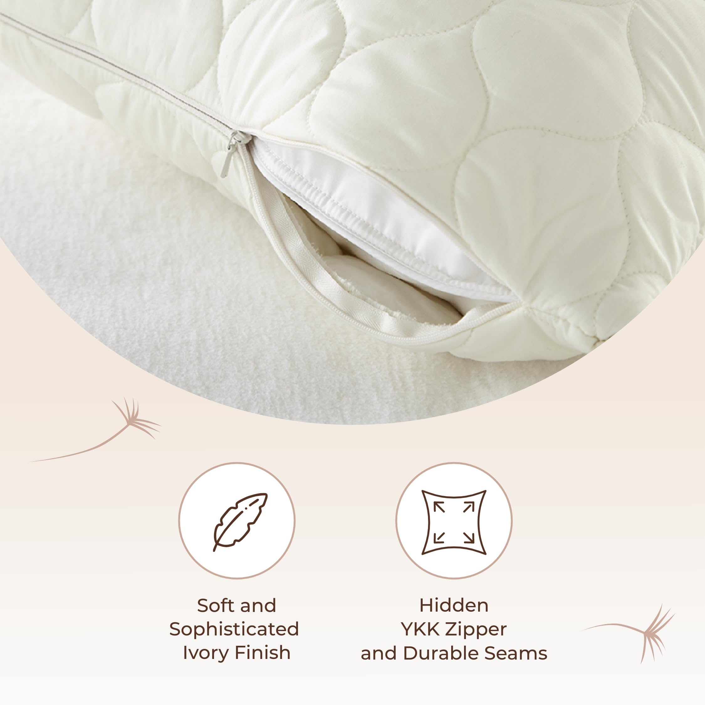 Whisper Organics Quilted Pillow Protector 100% Organic Cotton, Edge Piping
