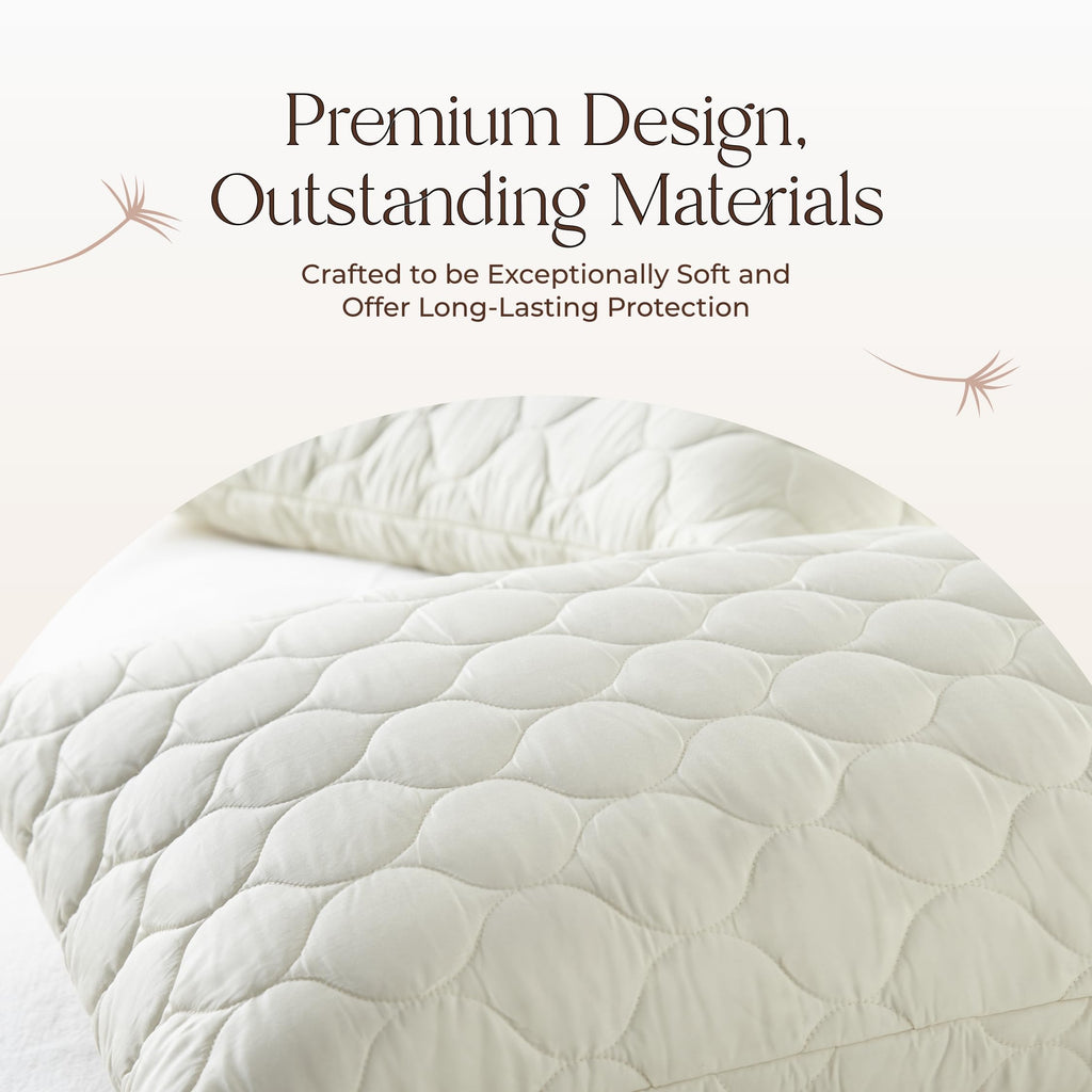 Whisper Organics Quilted Pillow Protector 100% Organic Cotton, Edge Piping