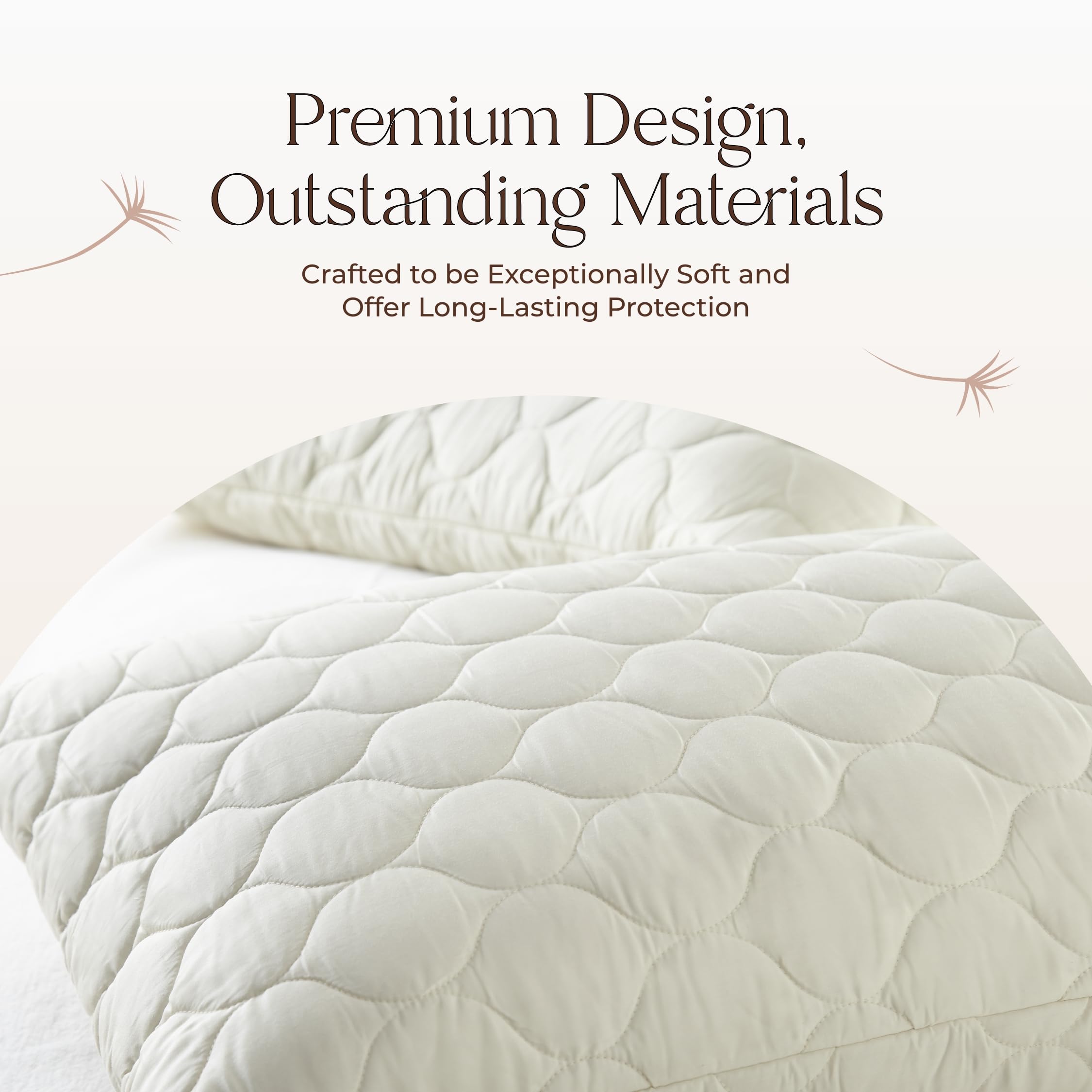 Whisper Organics Quilted Pillow Protector 100% Organic Cotton, Edge Piping