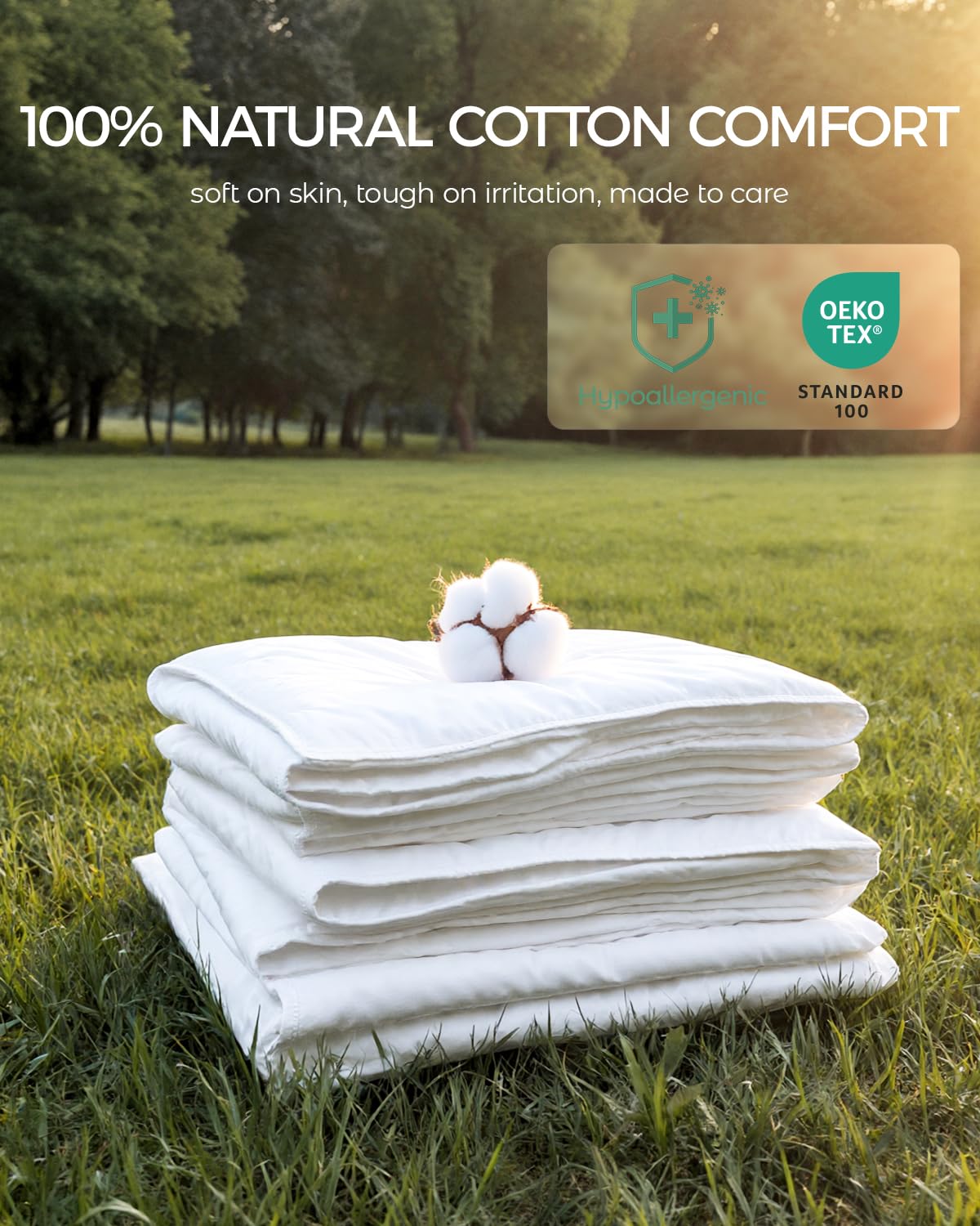 FAUNNA 100% Cotton Mattress Encasement Full 16&Duvet Cover Full