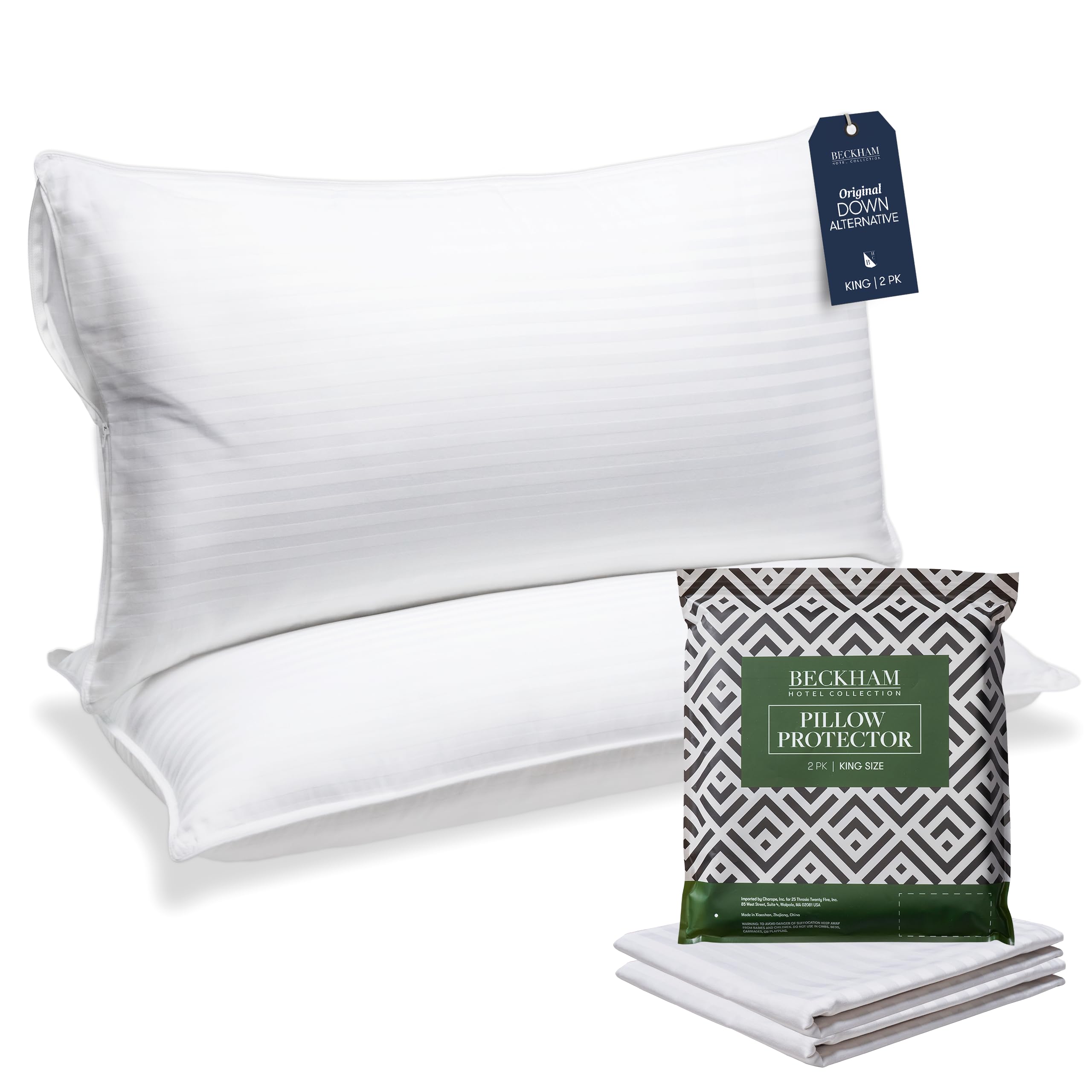 2-Piece King Size Pillow & Pillow Protector Set