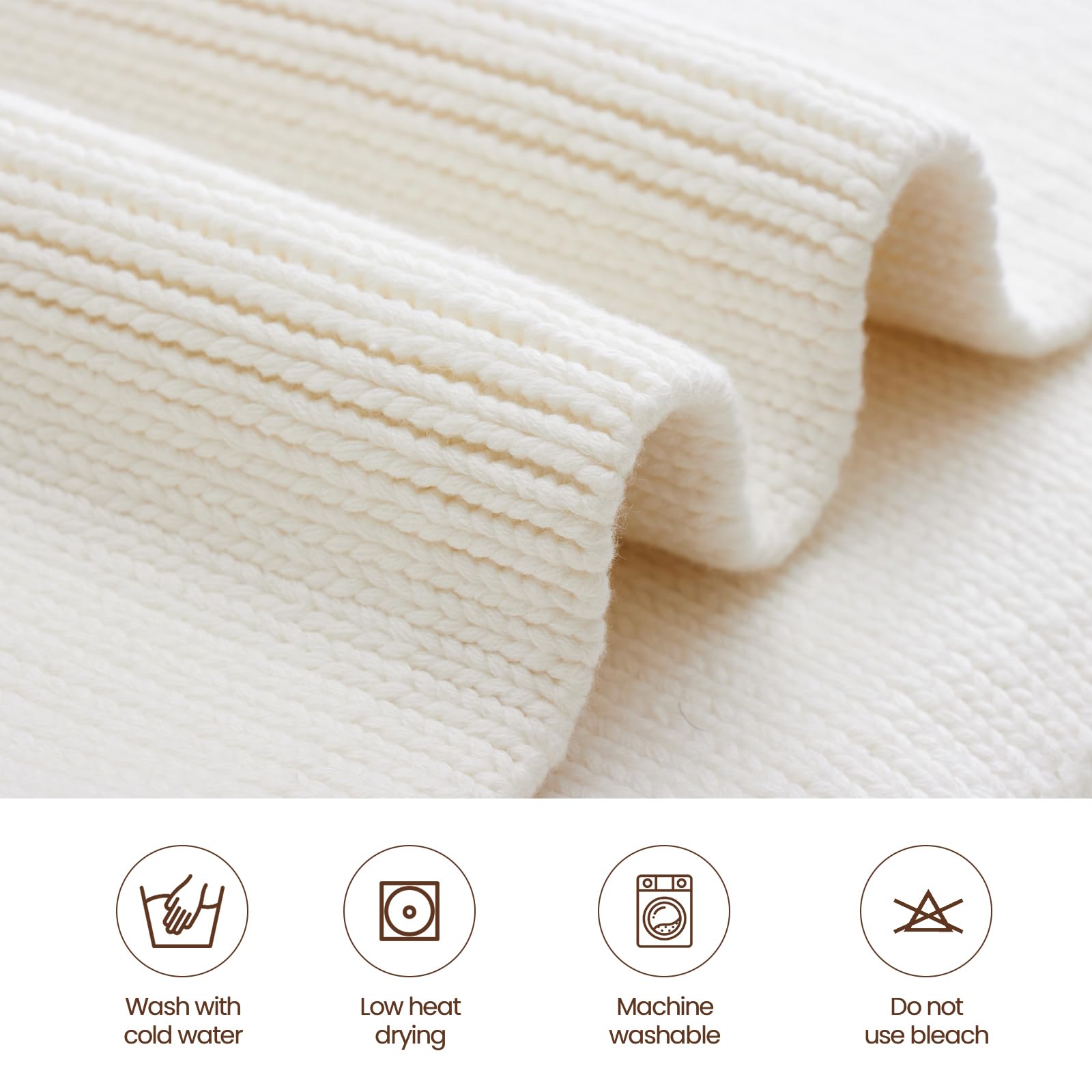 Chunky Knit Cotton Weighted Blanket, 62 × 90 in, 16 lb