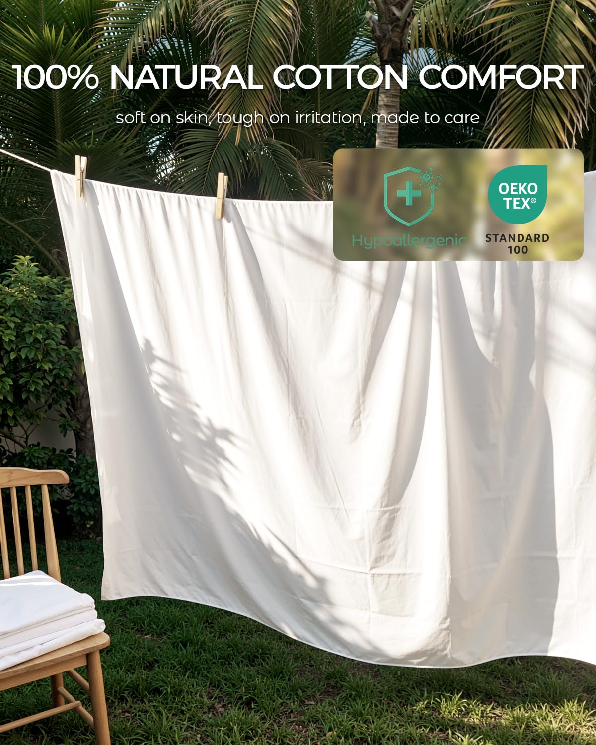 FAUNNA 100% Cotton Mattress Encasement Full 16&Duvet Cover Full