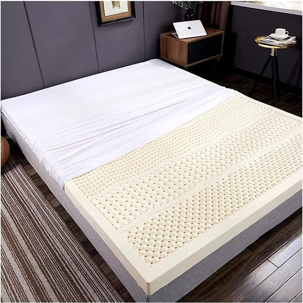 100% Natural Latex Mattress Topper with Removable Washable Cover, 4", 200 × 200 cm
