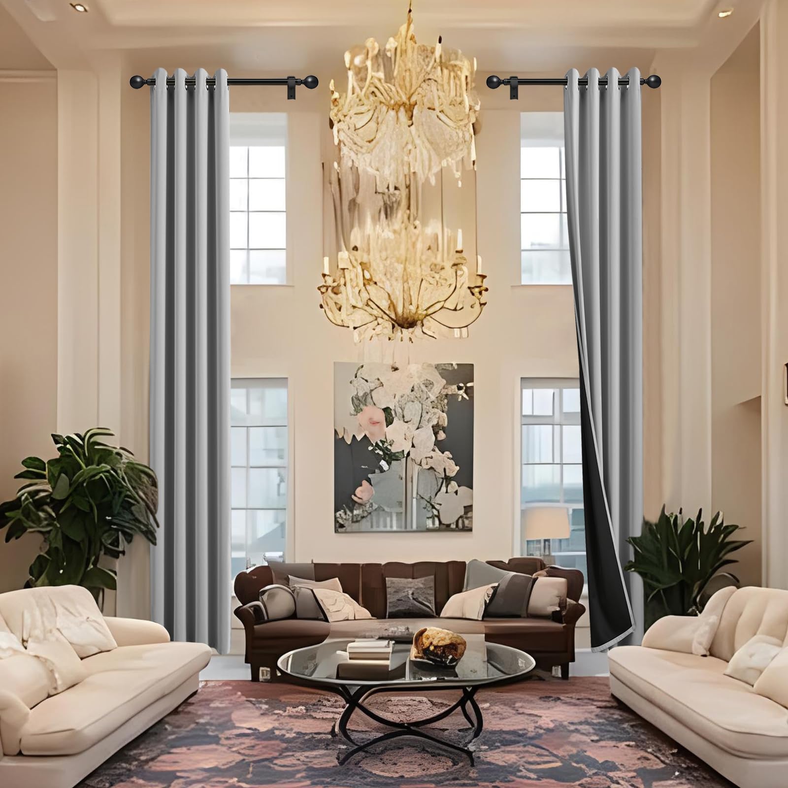 JSFLY 100% Blackout Curtains 84 inch Length for Bedroom 2 Panels