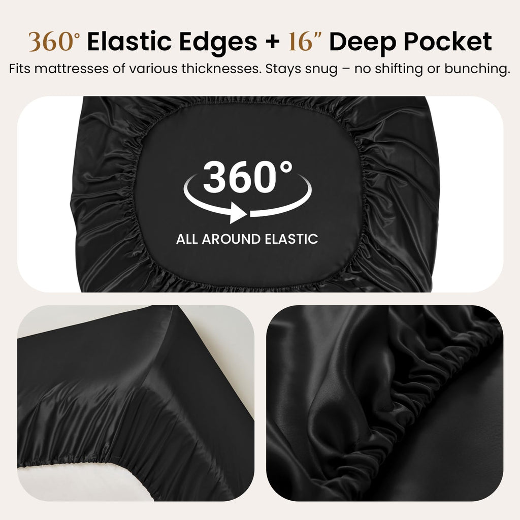 22 Momme Mulberry Silk Fitted Sheet, 16" Deep Pocket