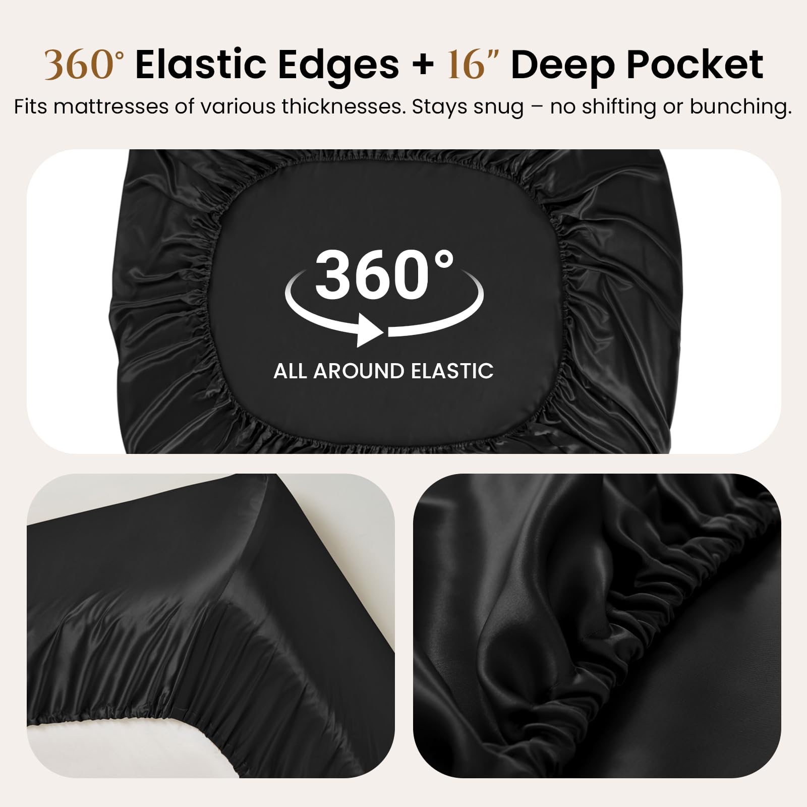 22 Momme Mulberry Silk Fitted Sheet, 16" Deep Pocket