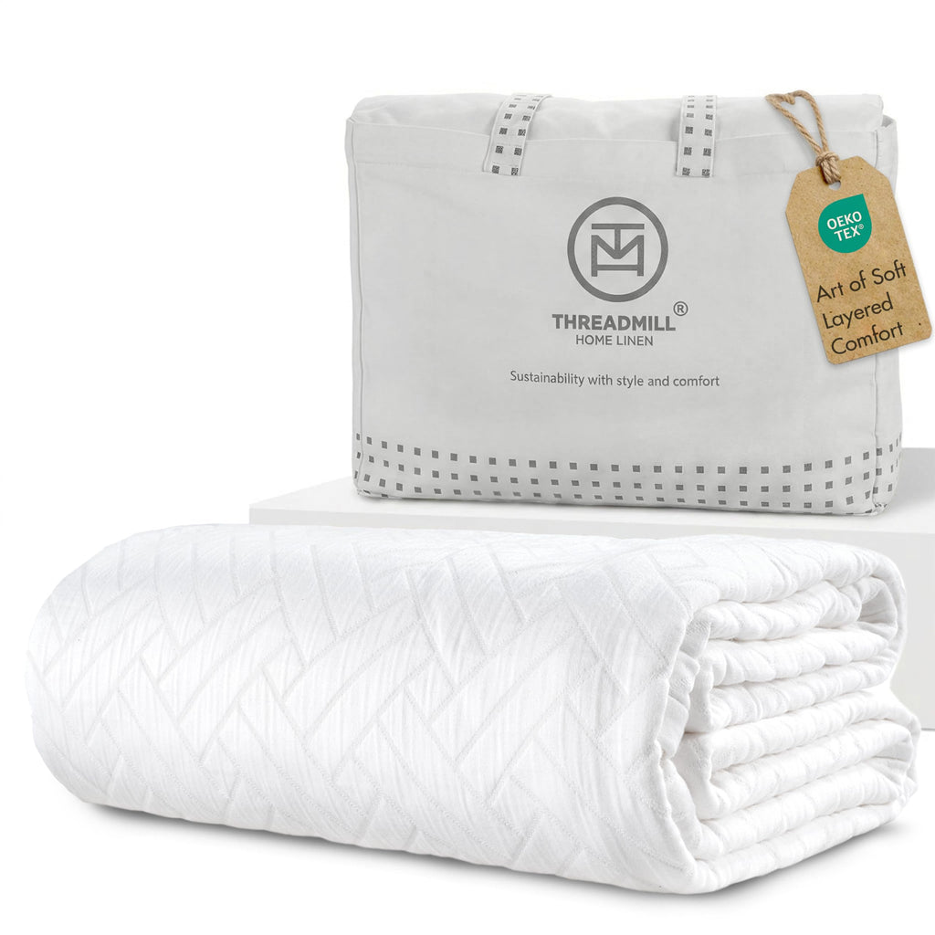100% Cotton King Size Jacquard Blanket, Soft Lightweight All-Season Coverlet