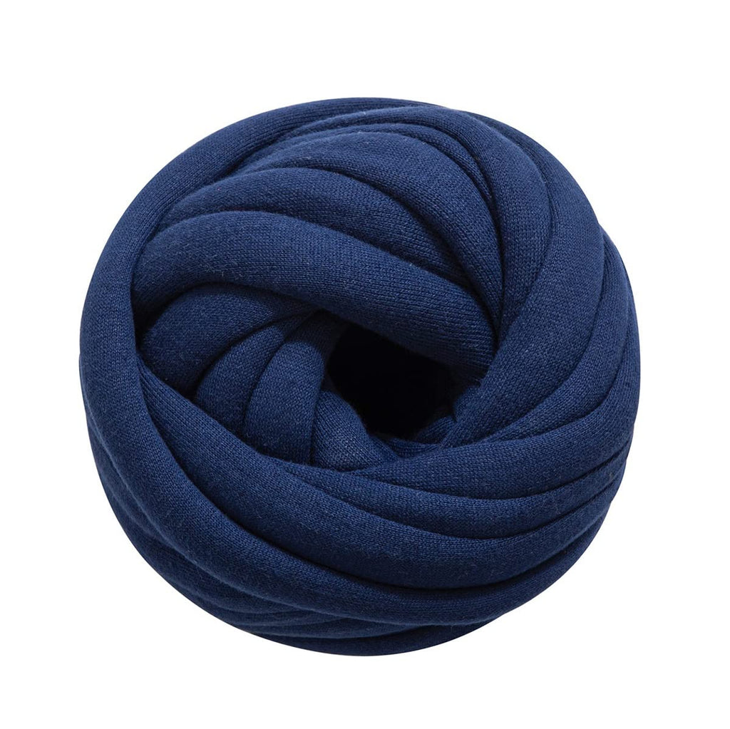 Chunky Knit Cotton Throw Blanket, Soft & Warm, Navy, 150 × 200 cm