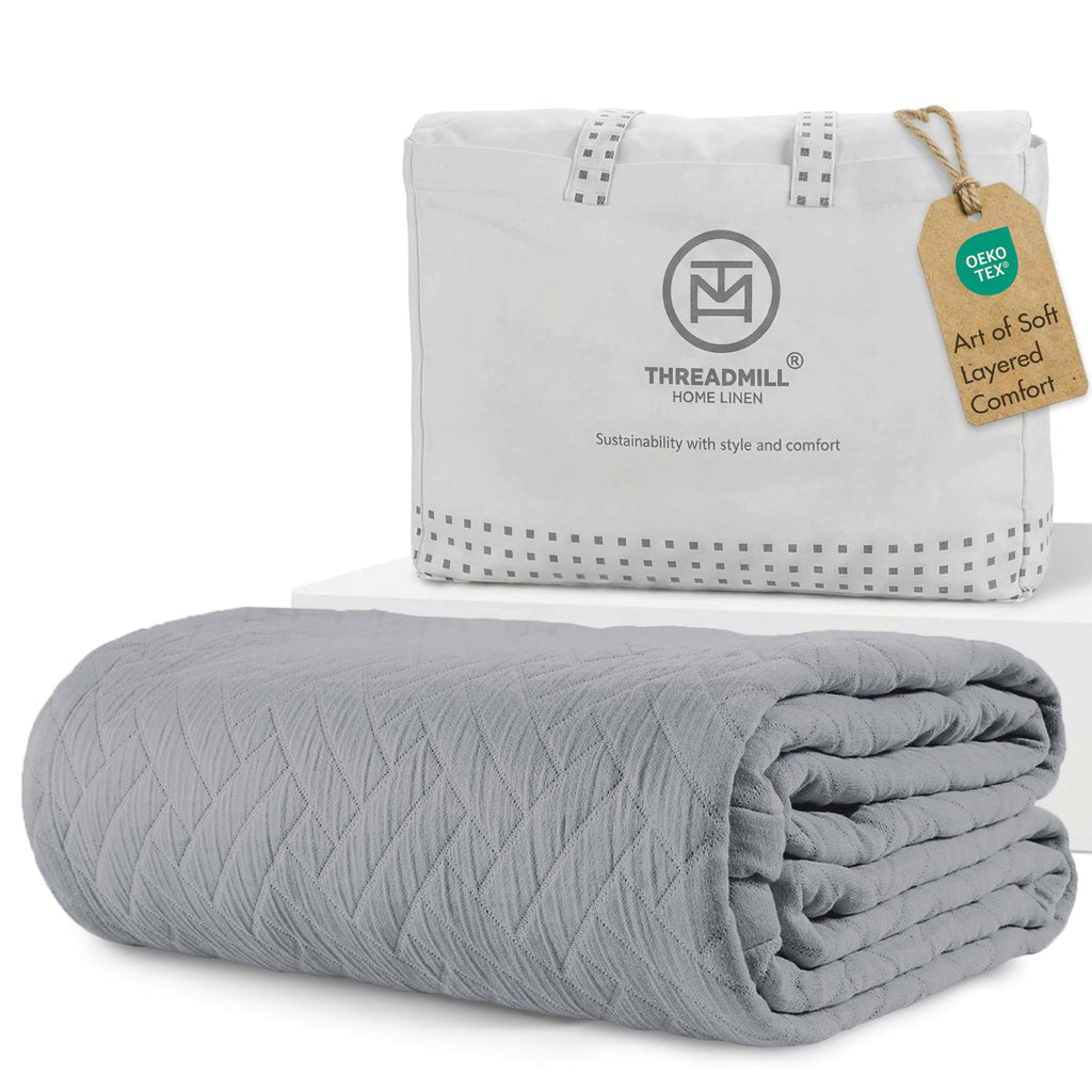 100% Cotton King Size Jacquard Blanket, Soft Lightweight All-Season Coverlet