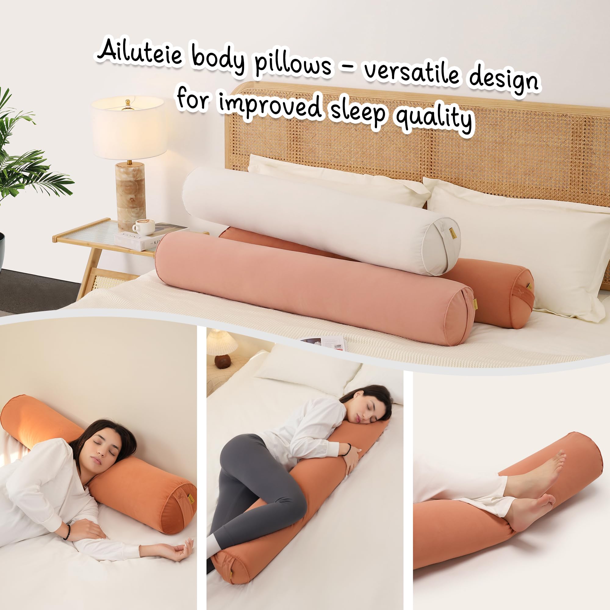 Long Round Body Bolster Pillow for Side Sleepers