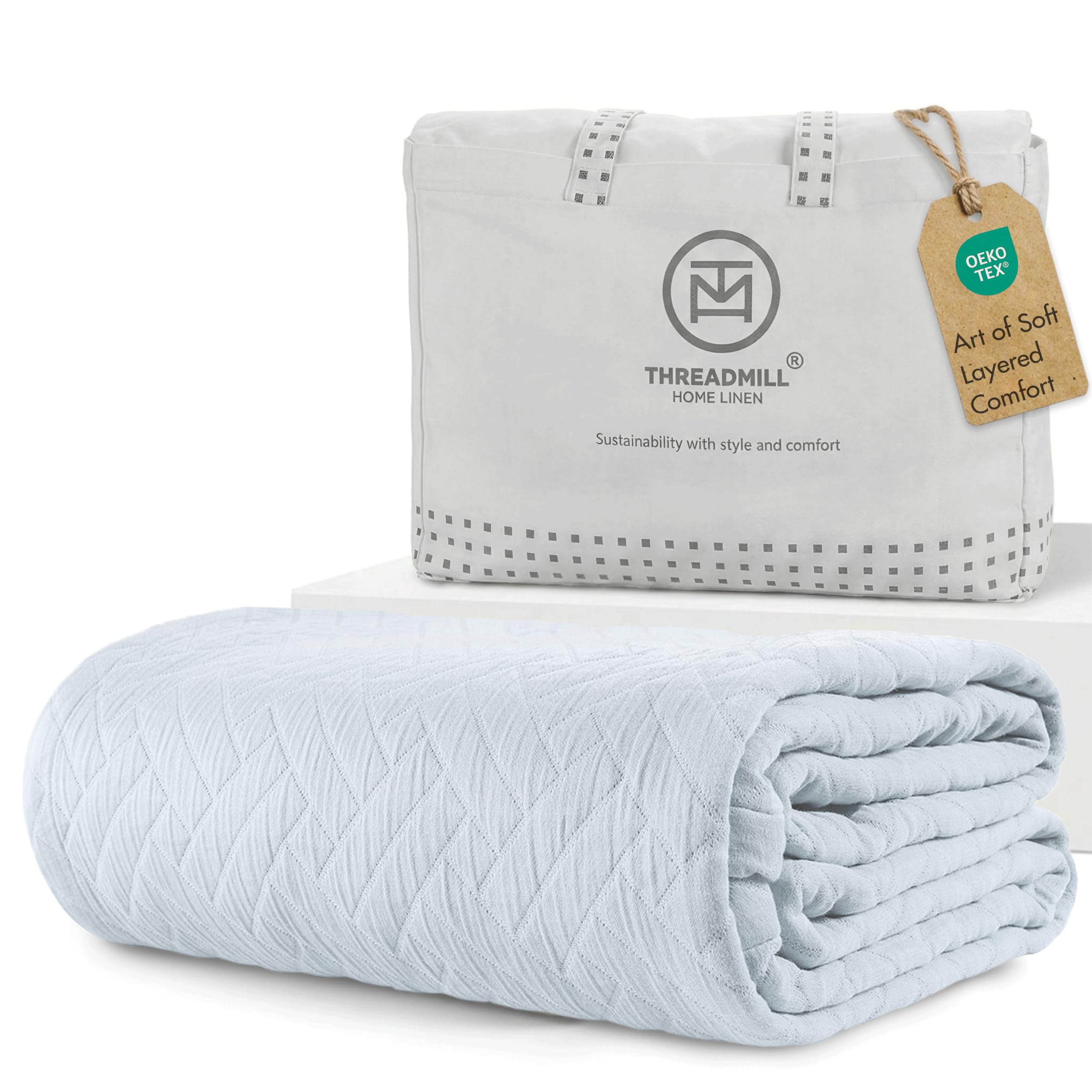 100% Cotton King Size Jacquard Blanket, Soft Lightweight All-Season Coverlet