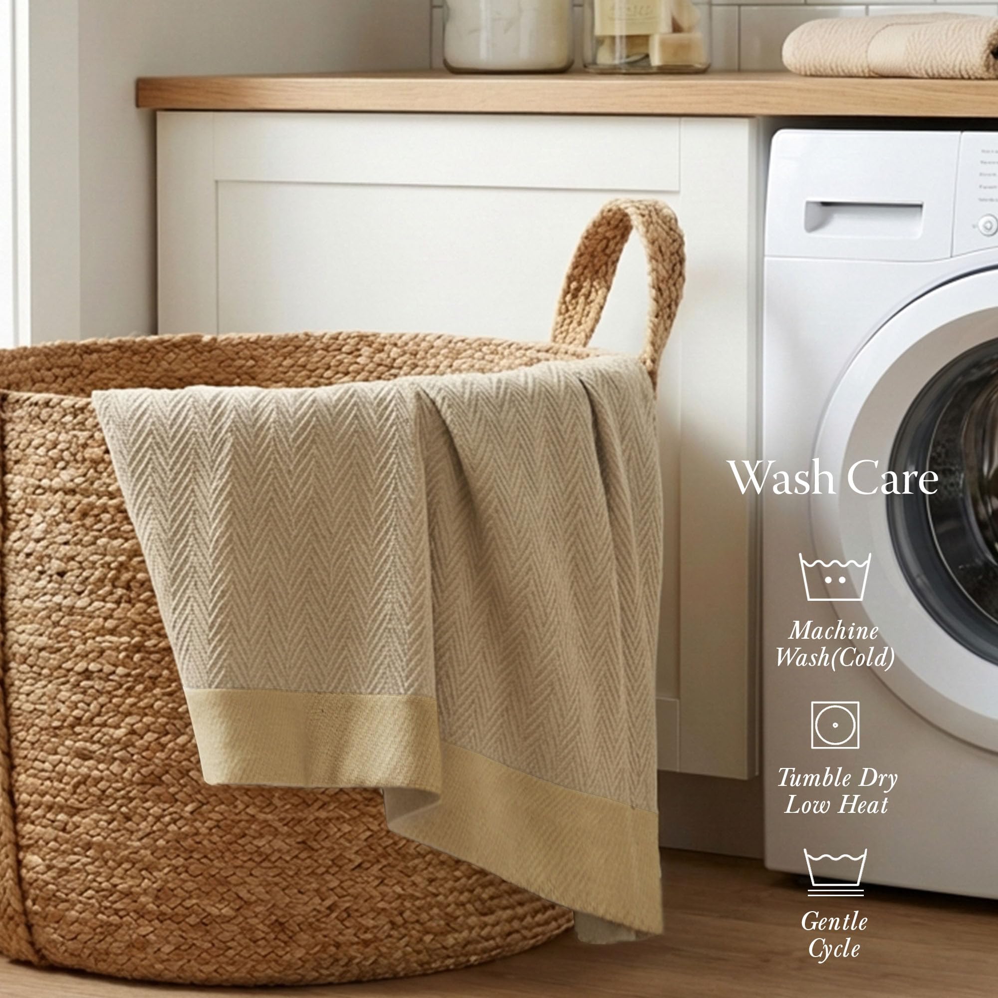 Threadmill Cotton Blanket, Herringbone All-Season Breathable
