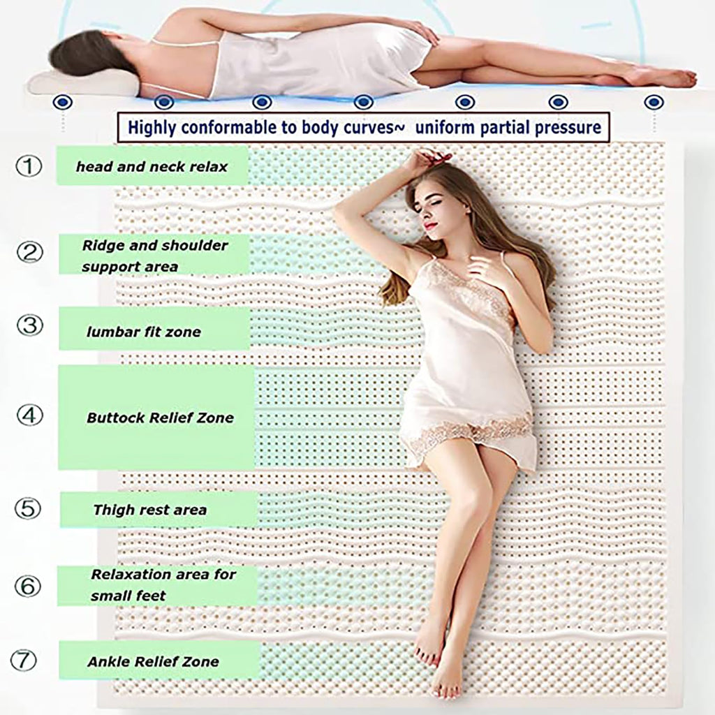 Natural Latex Mattress Topper, Medium Firm, 7.5 cm, 135 × 200 cm