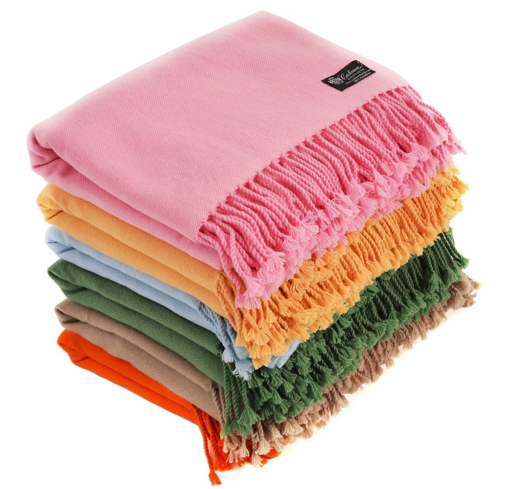 Cashmere Boutique 100% Pure Cashmere Throw Blanket, Soft & Warm 60x80 in