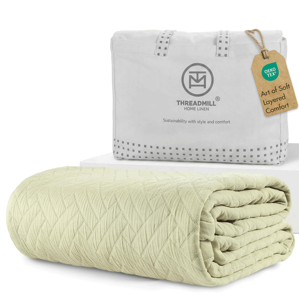 100% Cotton King Size Jacquard Blanket, Soft Lightweight All-Season Coverlet