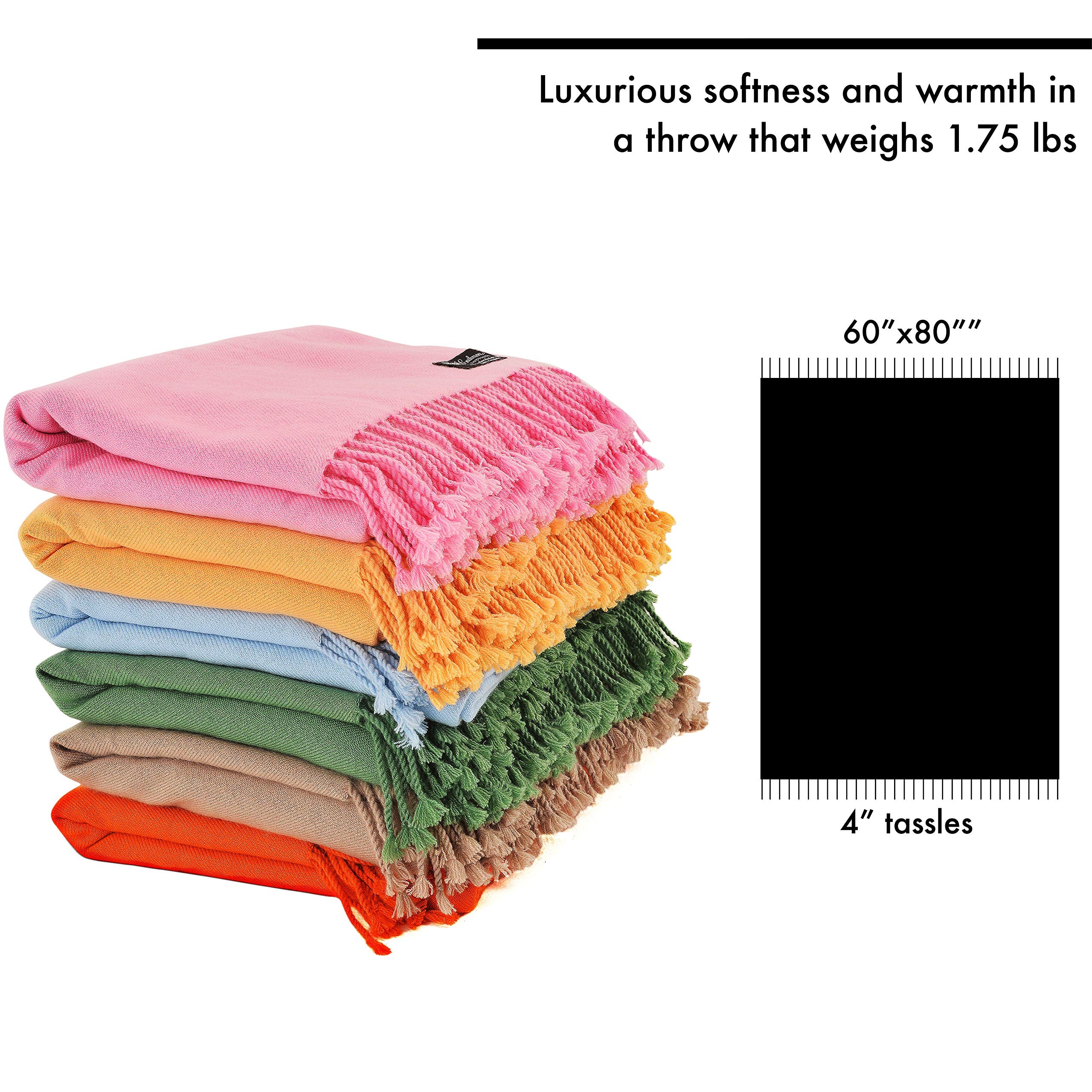 Cashmere Boutique 100% Pure Cashmere Throw Blanket, Soft & Warm 60x80 in