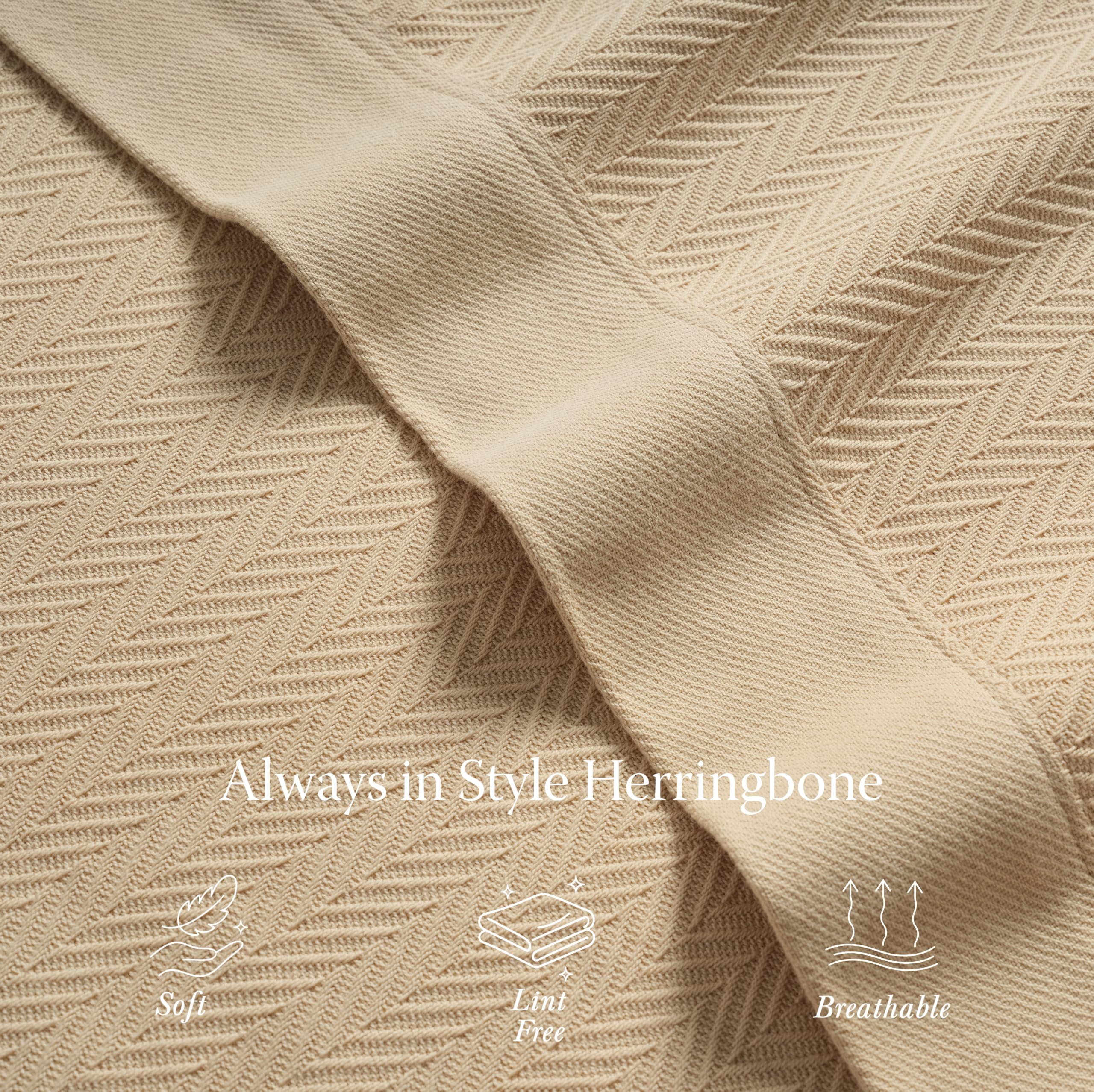 Threadmill Cotton Blanket, Herringbone All-Season Breathable